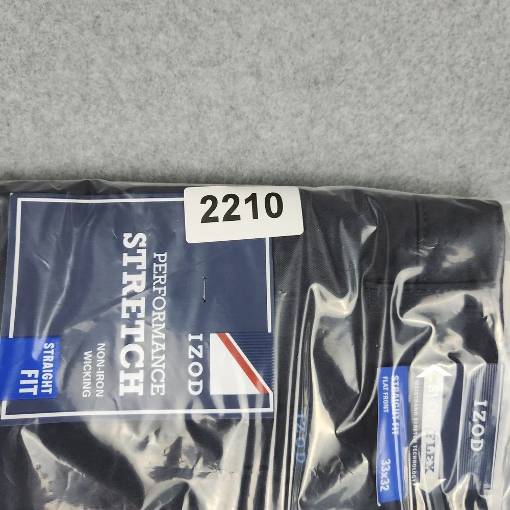 IZOD Pants Mens 33x32 Navy Performance Stretch Straight Fit Chino 46IZAGC05R-411